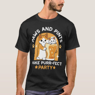 T-shirt Fête de la bière colorée fête du chat - Pâtes et p