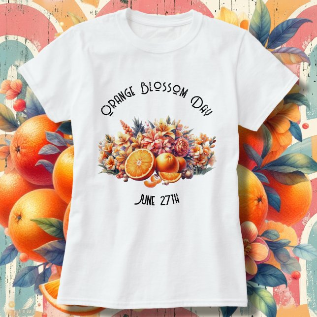 T-shirt Fête de la Fleur Orange Personnalisée Femmes (Créateur téléchargé)