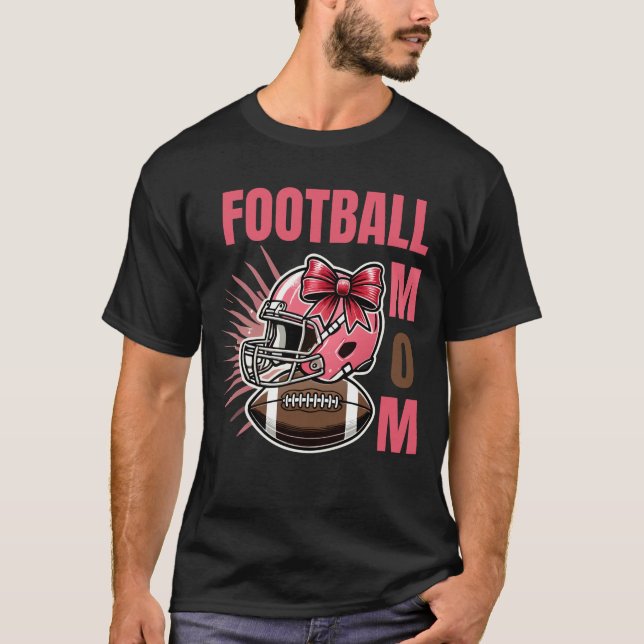 T-shirt Fête de la Maman du football - Red Bows & Casques (Devant)
