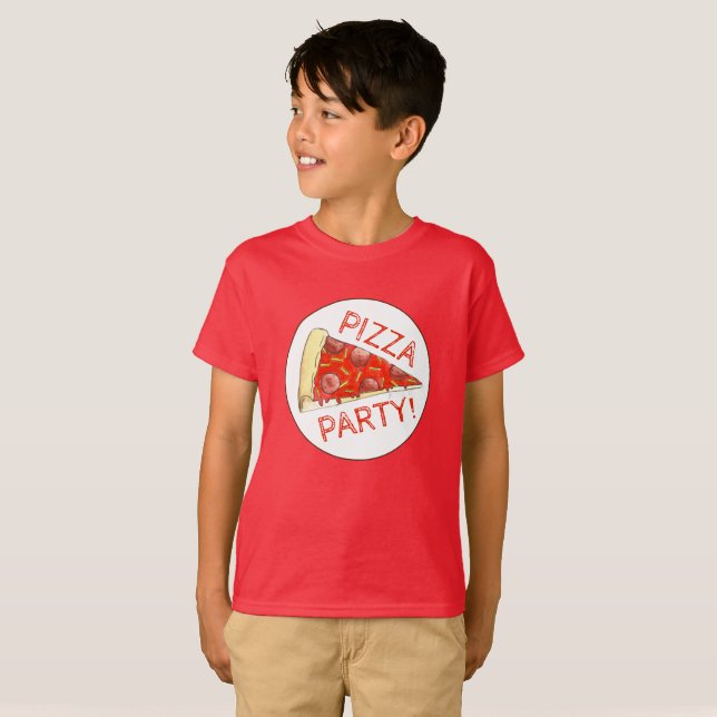 T-shirt FÊTE DE LA PIZZA ! Pepperoni Fromage Pizzeria tran (Devant entier)