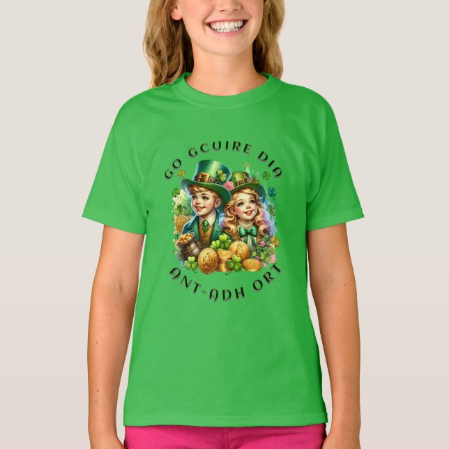T-shirt fête de la saint-patrick | Go gcuire Dia an t-ádh  (Devant)