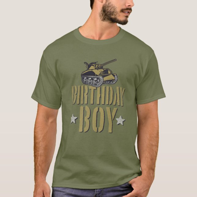 T-shirt Fête de l'armée Anniversaire Garçon char militaire (Devant)