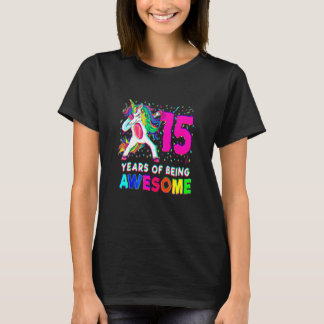 T-shirt Fête de licorne dabbing pour 15 ans  15 ans 
