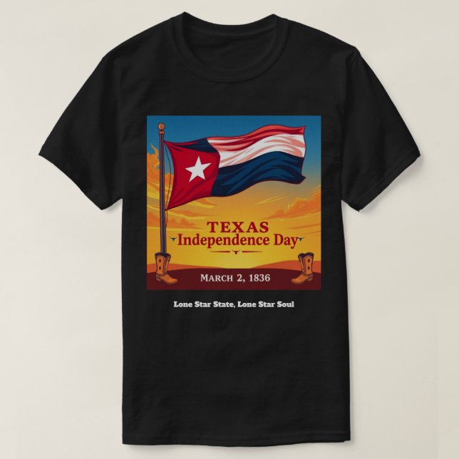 T-shirt Fête de l'indépendance du Texas 2 mars 1836 Drapea (Design devant)