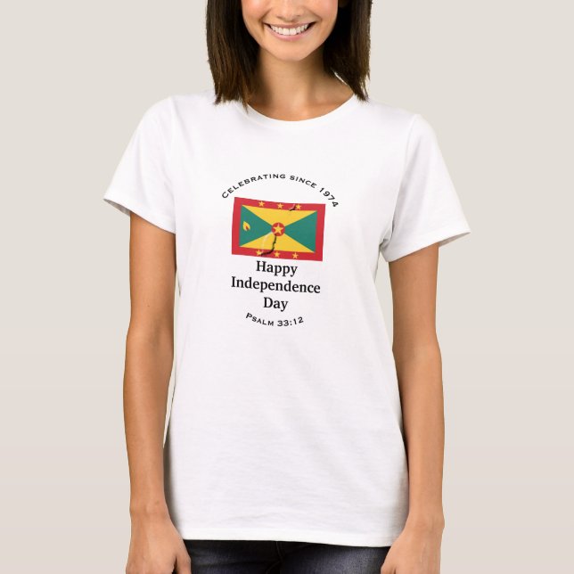 T-shirt Fête de l'INDÉPENDANCE GRENADA Carte du drapeau BL (Devant)