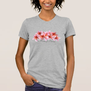 T-shirt Fête de mariée Plumeria rose Fleurs hawaïennes