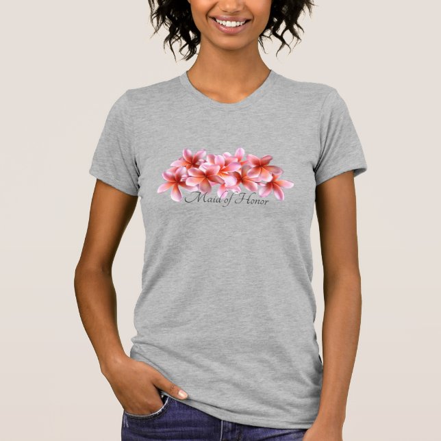 T-shirt Fête de mariée Plumeria rose Fleurs hawaïennes (Devant)