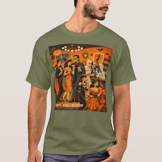 T-shirt Fête de martini Halloween Moderne du Milieu du Siè (Devant)