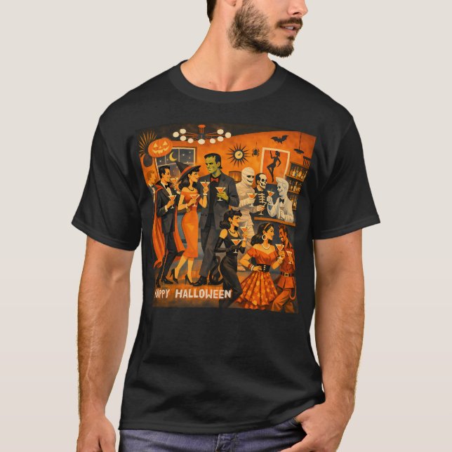 T-shirt Fête de martini Halloween Moderne du Milieu du Siè (Devant)