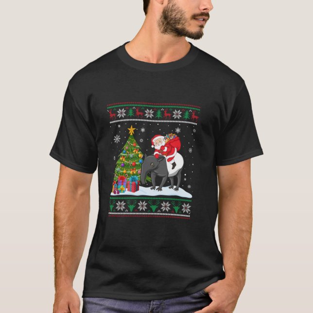 T-shirt Fête de Noël affreuse Santa Claus Riding Ta (Devant)