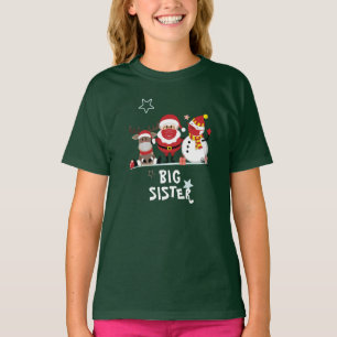 T-shirt Fête de Noël de famille personnalisée Grosse soeur