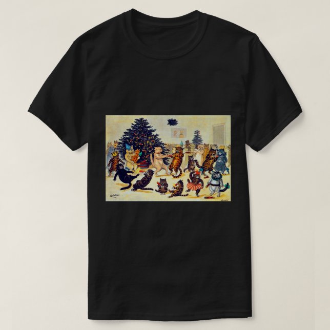 T-shirt Fête de Noël du chat, Louis Wain (Design devant)