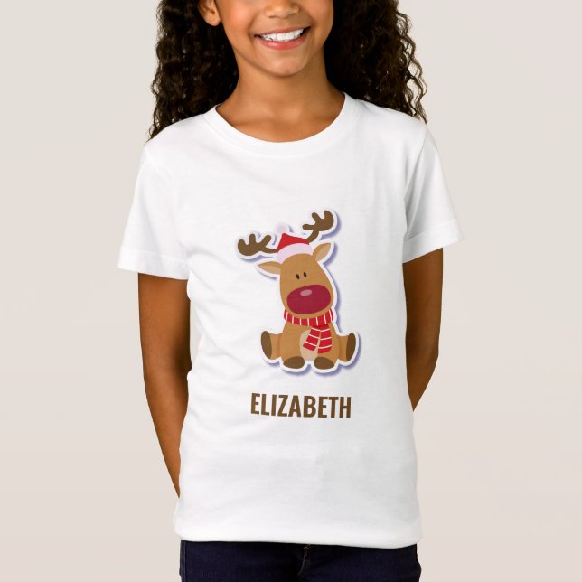 T-Shirt Fête de Noël du Père Noël de Rudolph (Devant)