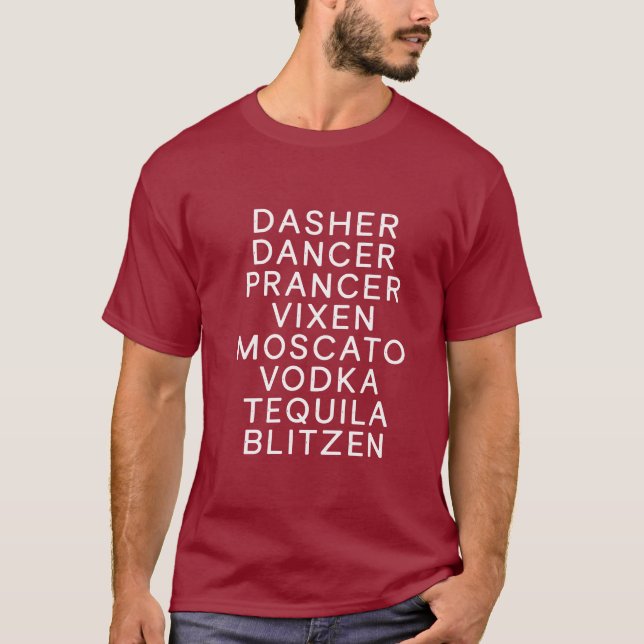 T-shirt Fête de Noël en buvant Dasher Dancer  (Devant)