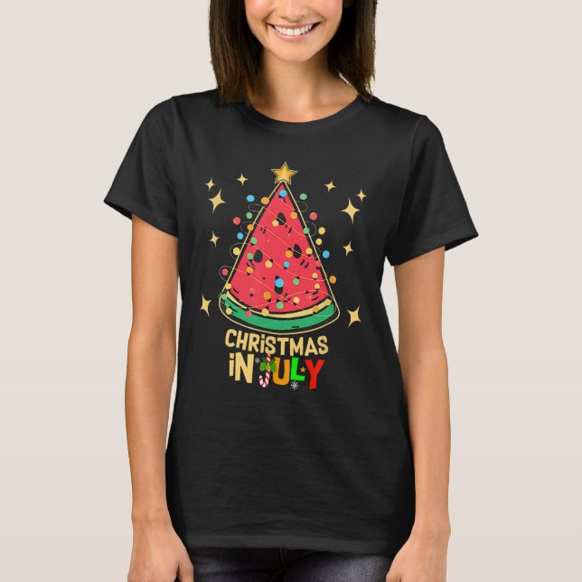 T-shirt Fête de Noël en Juillet Pastèque Arbre de Noël  (Devant)