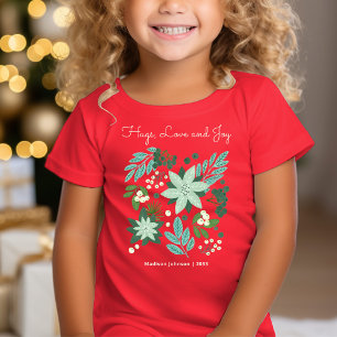 T-shirt Fête de Noël Florale Rouge