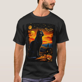 T-shirt Fête de patch de citrouille d'Halloween de chat no
