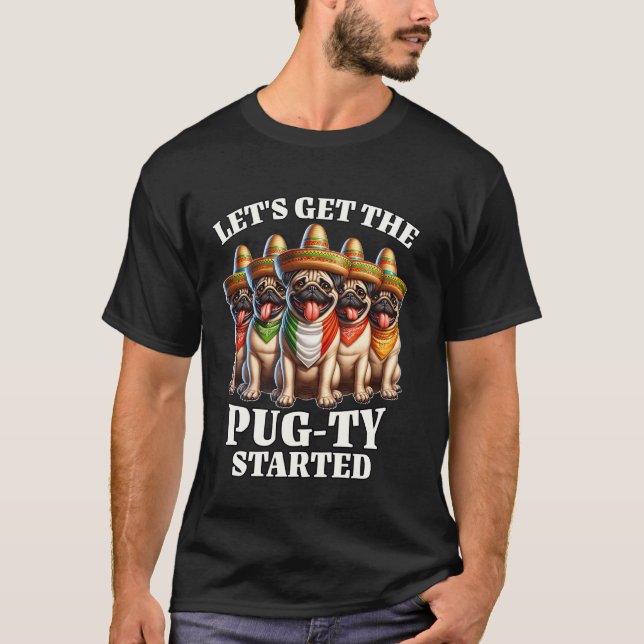 T-shirt Fête de Patte de Pug Cinco Pug De Mayo (Devant)