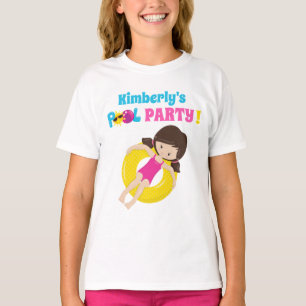 T-shirt Fête de piscine mignonne Anniversaire Fille Nom pe