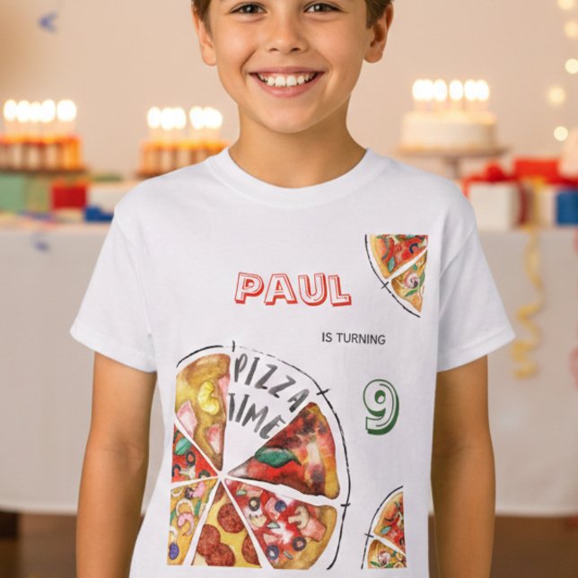 T-shirt Fête de pizza Watercolor (Créateur téléchargé)