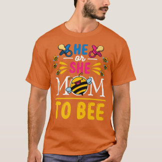 T-shirt Fête de révélation de genre Lui ou elle maman à êt