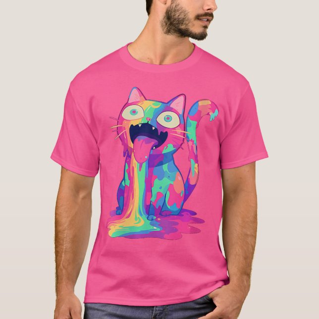 T-shirt Fête de Trippy Fou Rainbow Cat Edm Festival (Devant)