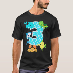 T-shirt Fête des 3 ans 3 ans Poisson de mer Aquarium Bi