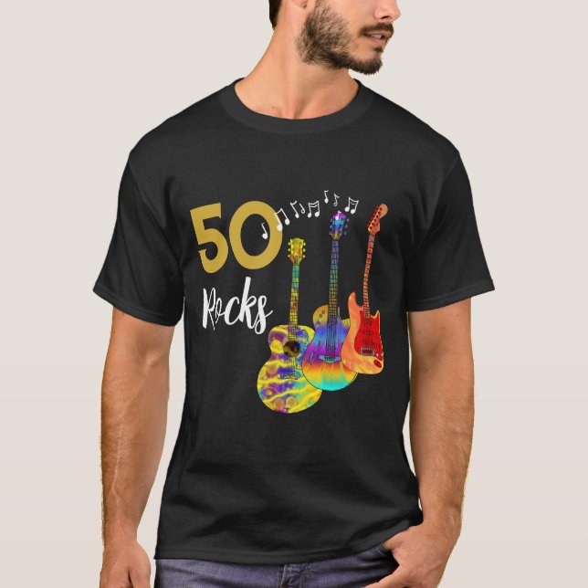 T-shirt Fête des 50 ans de 50 Rocks Guitar (Devant)