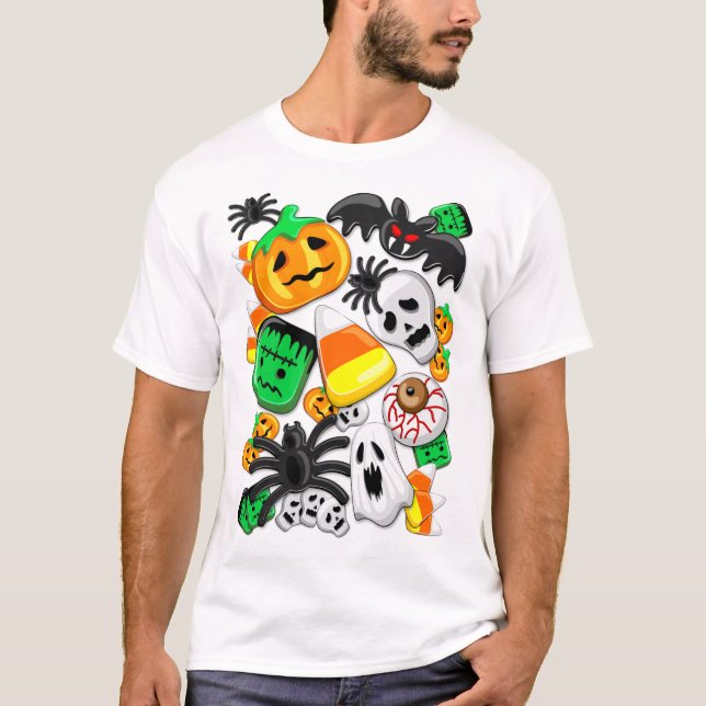 T-shirt Fête des Candies Éffrayantes d'Halloween (Devant)