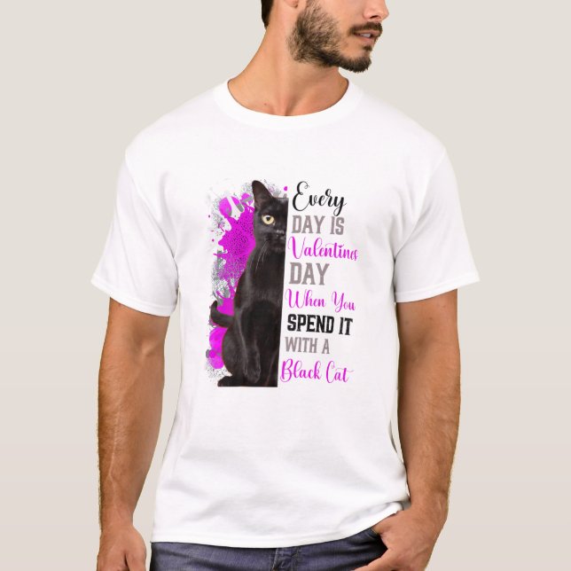 T-shirt Fête des femmes Valentines Chat noir Mama Mère drô (Devant)