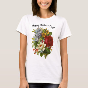 T-shirt Fête des mères Bouquet d'été romantique avec Rose
