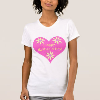 T-shirt Fête des mères Coeur rose et Fleurs jaunes