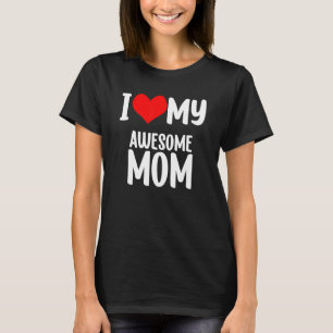 T-shirt Fête des mères Coeur rouge avec amour J'aime ma mè