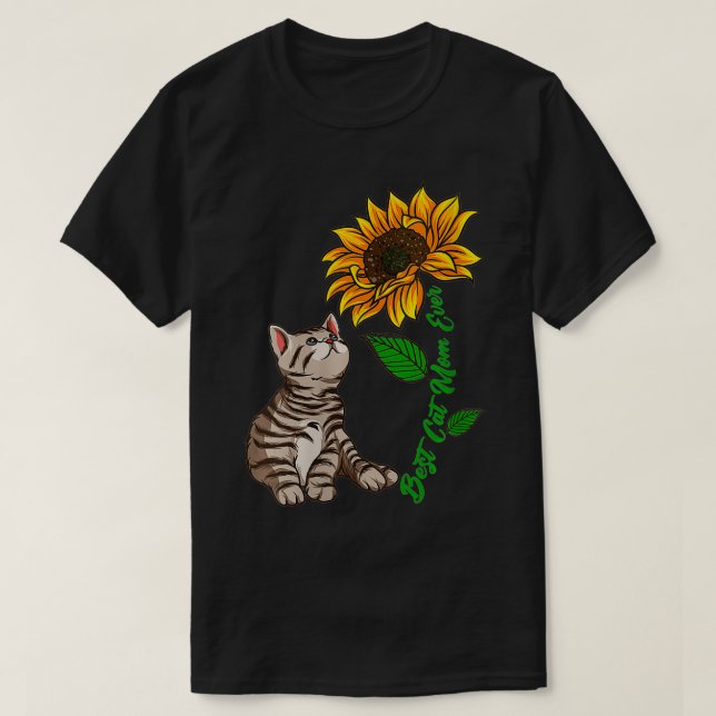 T-shirt Fête des mères de tournesol Fête des mères de chat (Design devant)