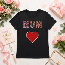 Fête des Mères Élégant Cœur de Mums Floral Moderne