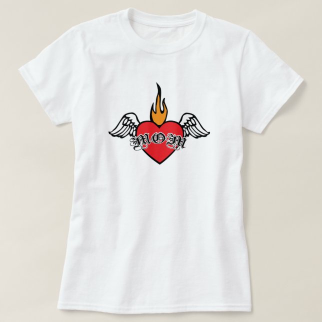 T-shirt Fête des mères J'AIME maman avec des ailes (Design devant)