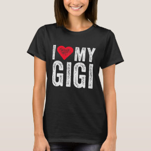 T-shirt Fête des mères J'aime mon Gigi Coeur Rouge Grand-m