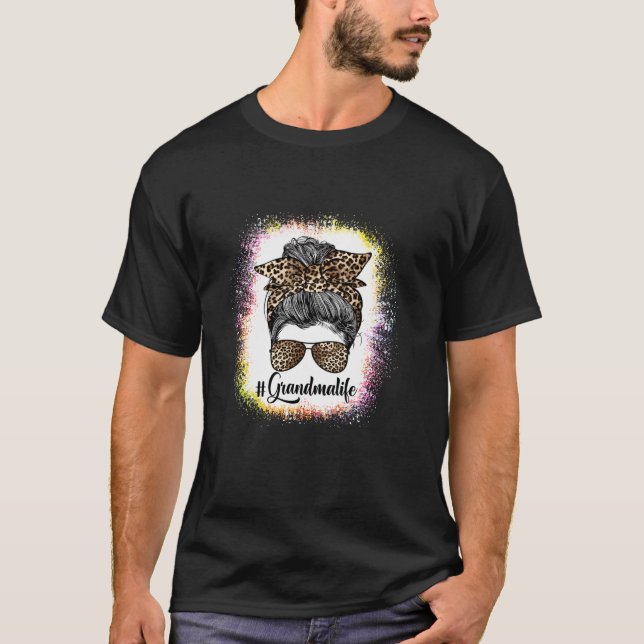 T-shirt Fête des mères Leopard Bleached Bun Grand-mère Li (Devant)