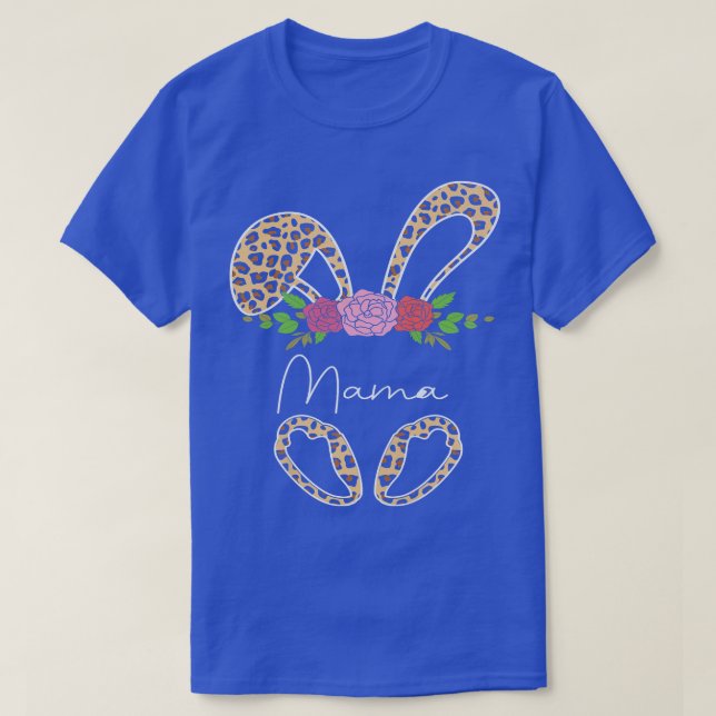 T-shirt Fête des mères, Léopard Bunny Mama Flower Eas (Design devant)