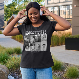 T-shirt Fête des Mères Noires et blanches Collage photo