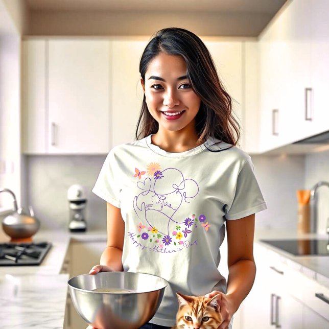 T-shirt Fête des Mères Simple Line Art (Créateur téléchargé)