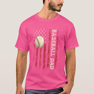 T-shirt Fête des pères Baseball Papa USA Drapeau Cadeaux P