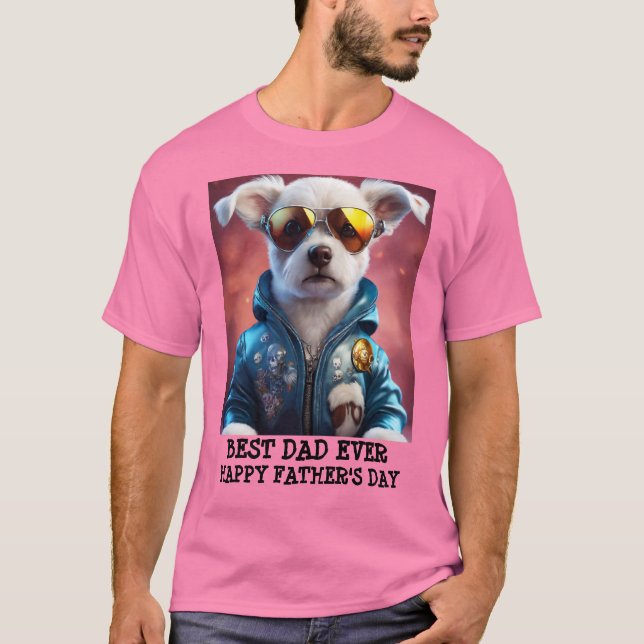 T-shirt Fête des pères Best Dog Papa Personnalisé (Devant)