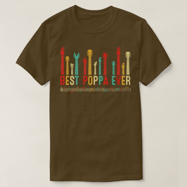 T-shirt Fête des pères Best Poppa Ever Guitare Lover Guita (Design devant)