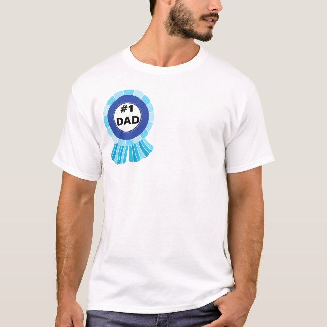T-shirt Fête des pères Cadeau Numéro Un Papa Ruban Bleu (Devant)
