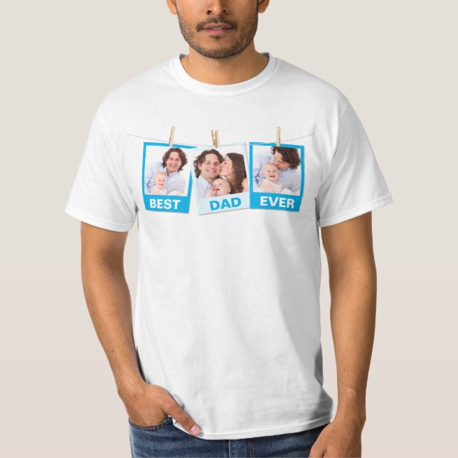 T-shirt Fête des pères| Collage photo de Best Dad Ever 3 (Devant)