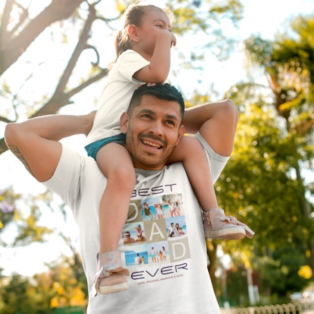 T-shirt Fête des pères Collage photo de meilleur papa (Créateur téléchargé)