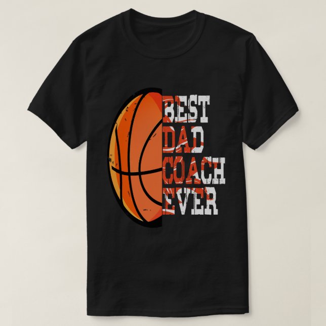 T-shirt Fête des pères de basket, meilleur entraîneur père (Design devant)