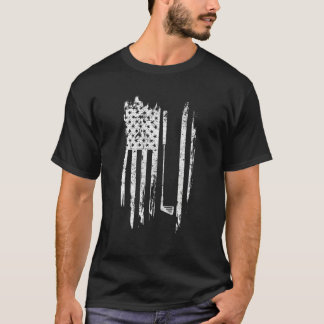 T-shirt Fête des pères de golf Retro American Flag Pour Mo