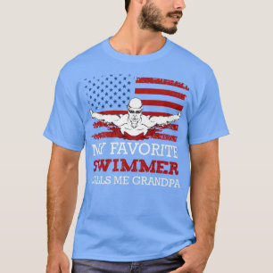 T-shirt Fête des pères de grand-père de natation Amérique